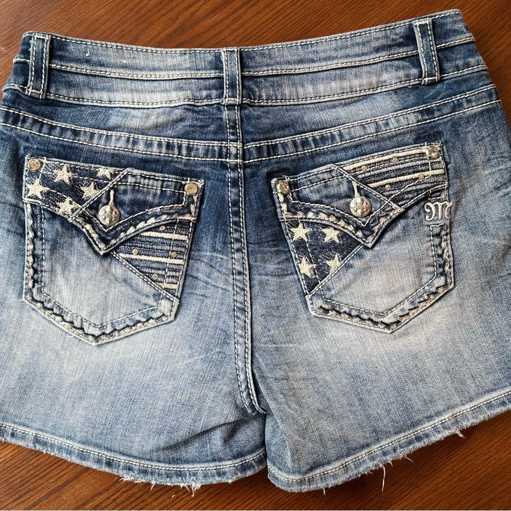 Miss Me Blue Jean Shorts with Rhinestone Embellishments